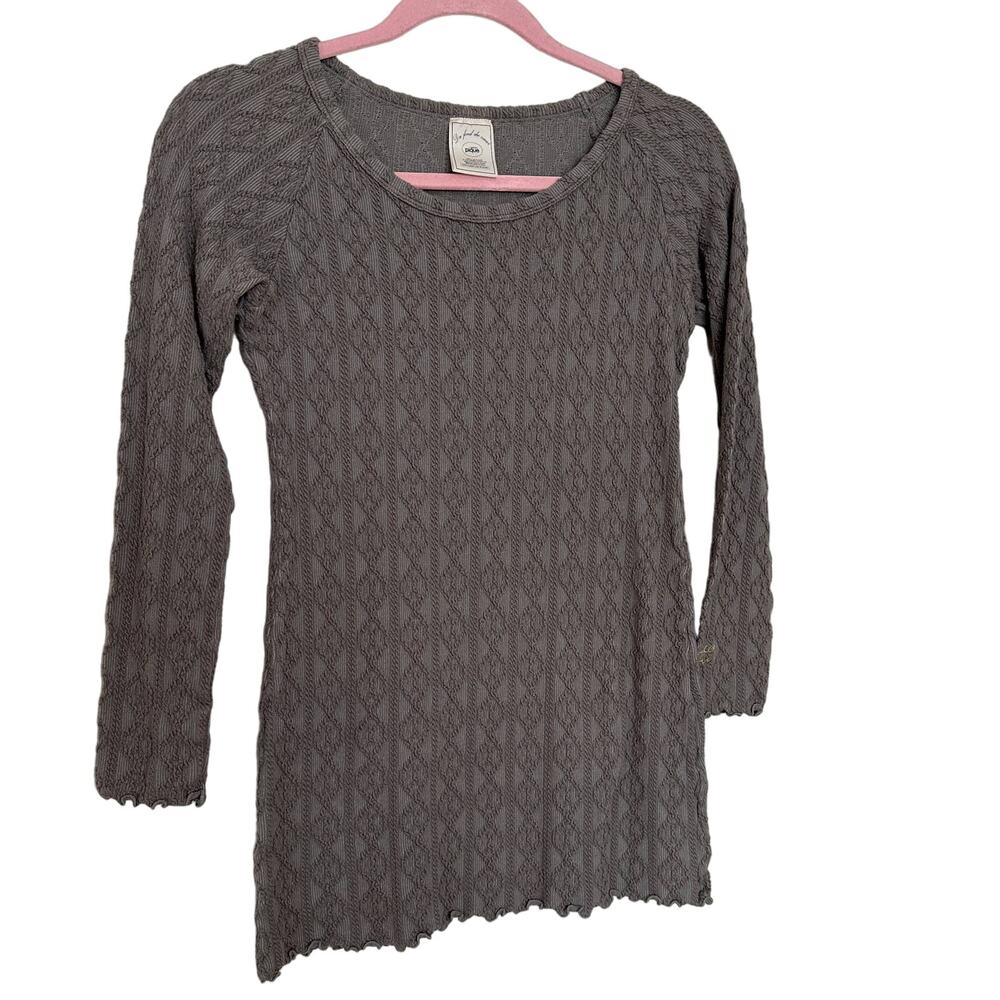 Gelato Pique Textured Knit Stretch Grey Long Sleeve Thermal Luxury loungewear